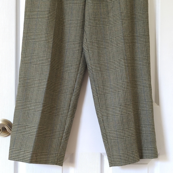 Talbots 90's Vintage 100% Wool Plaid High Rise Straight Leg Trousers Sage 10P - Picture 3 of 16